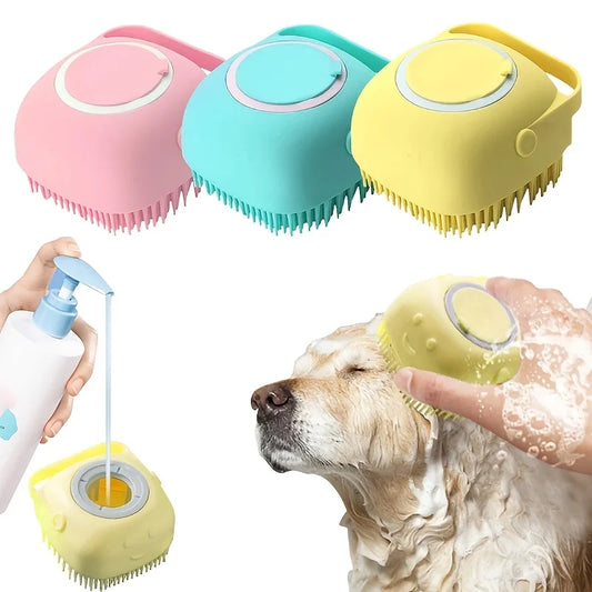 Bathroom Puppycat Washing Massage Dispenser Grooming Shower Brush Soft